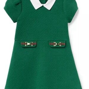 5T Janie & Jack quilted bridle bit dress equestrian collar green horsebit cute